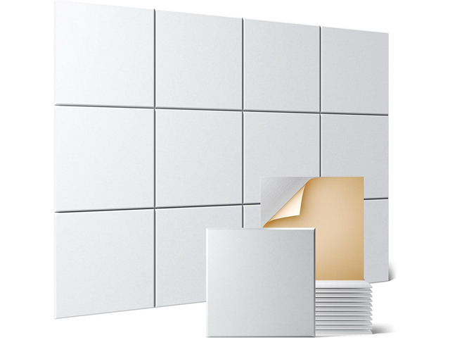 Sonicism 12 Pack Acoustic Wall Panels with Self-Adhesive, 12' X 12' X 0.4' Sound Proof Foam Panels, Decorative Soundproof Wall Panels, Sound Proof...