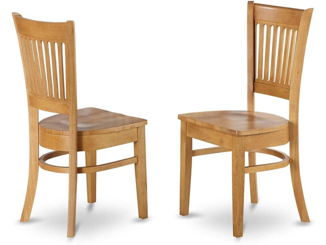 East West Furniture VAC-OAK-W Vancouver Kitchen Dining Chairs - Slat Back Wooden Seat Chairs, Set of 2, Oak