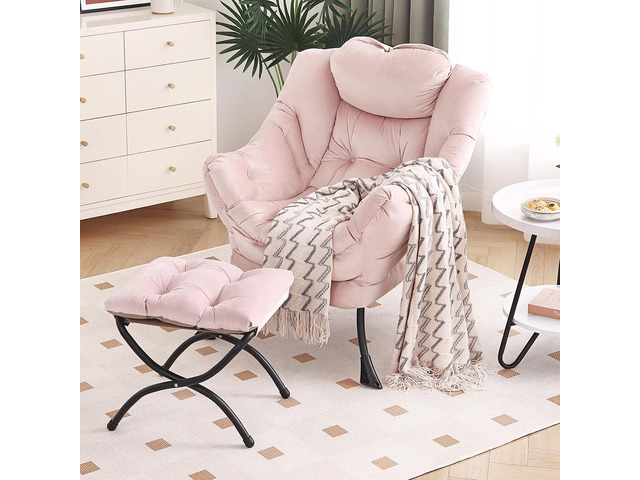 Furlide Lazy Chair with Ottoman, Modern Chair with Folding Footrest, Lounge Accent Chair, Comfortable Reading Chair, Oversized Armchairs for...
