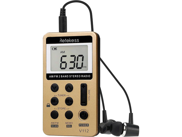 Retekess V112 AM FM Radio Portable, Mini Radio(Gold)