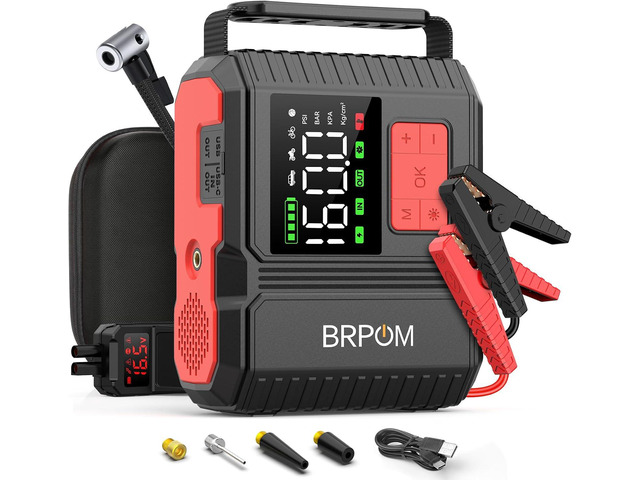 Car Jump Starter with Air Compressor, 9000A Peak 26800mah (Up to All Gas or 12.0L Diesel Engine, 50 Times) Portable160PSI Jump Starter 12V Auto...