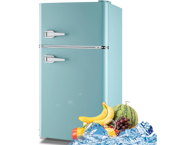 WANAI 3.5 Cu. Ft Retro Mini Fridge with Handle Compact Refrigerator Blue