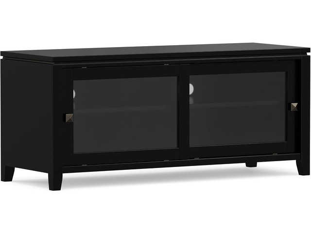 SIMPLIHOME Cosmopolitan 48' Wide Solid Wood TV Stand in Black