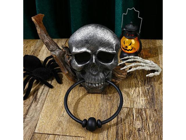 Halloween Door Bell Skull Haunted Doorbell with Sound Light-Up Eyeball Scary Halloween Party Props for Front Door A