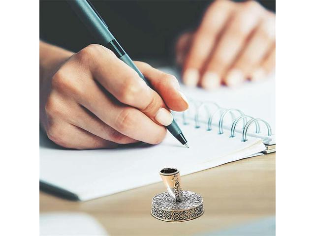 4 Pieces Vintage Round l Feather Pen Holder Insertion Pen Holder Feather Quill Pen Stand Desktop Dip Pens Base