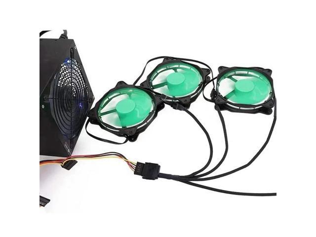 3X Cooling Fan Adapter Cable, 15 Pin SATA To 4 X 3 Pin / 4 Pin PMW 12V PC Case Fan Power Adapter Cable To 15 Pin SATA