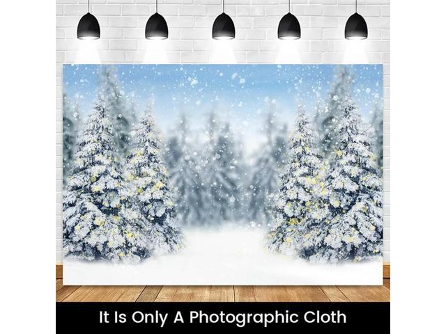 210X150cm Winter Snow Background Cloth Snowflake Christmas Tree Glitter White Forest Party Photography Backdrops, B Easy Install
