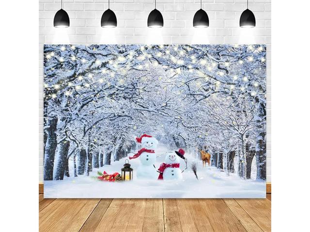 210X150cm Winter Snow Background Cloth Snowflake Christmas Tree Glitter White Forest Party Photography Backdrops, B Easy Install