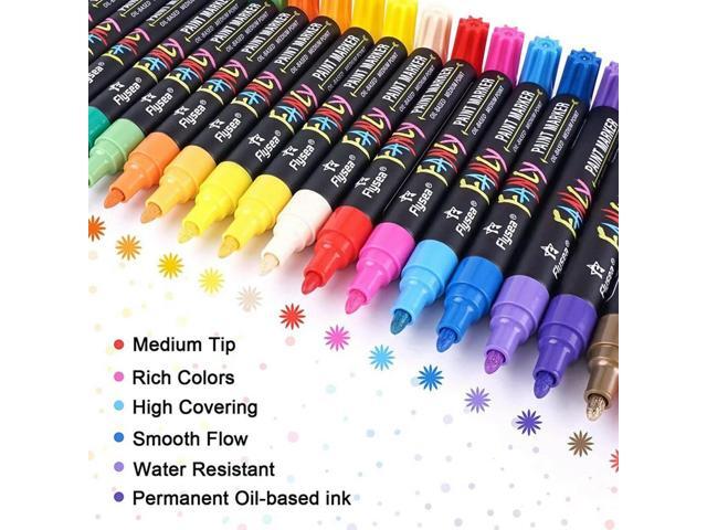 Paint Pens Paint Markers, 20 Colors Oil-Based Waterproof Paint Marker Pen Set, Never Fade Quick Dry And Permanent