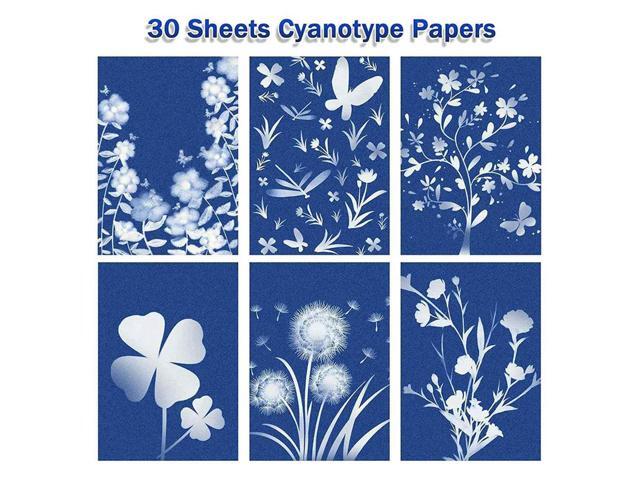 Cyanotype Paper, 60 Pcs A5 Sun Print Paper Kit, High Sensitivity Sun Print Nature Printing Paper Solar Drawing Pape