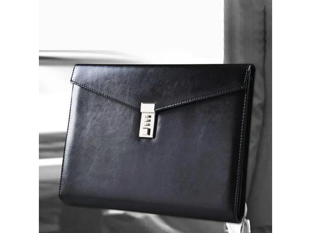 Document File Folder with Password Lock Briefcase PU Leather Office