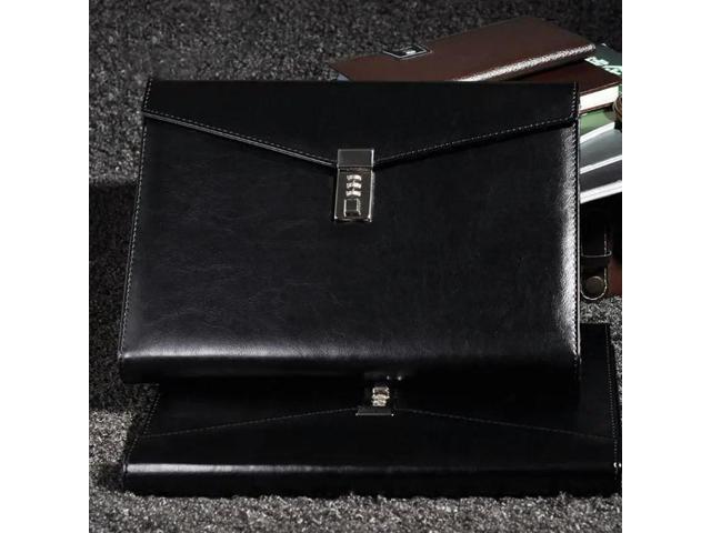 Document File Folder with Password Lock Briefcase PU Leather Office