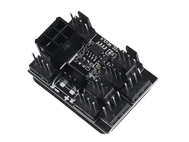 4X 3 Pin 4 Pin Fan Adapter PWM PC Chassis Cooling Fan Hub Governor 8 Way Splitter 12V Speed Controller With 6Pin Port