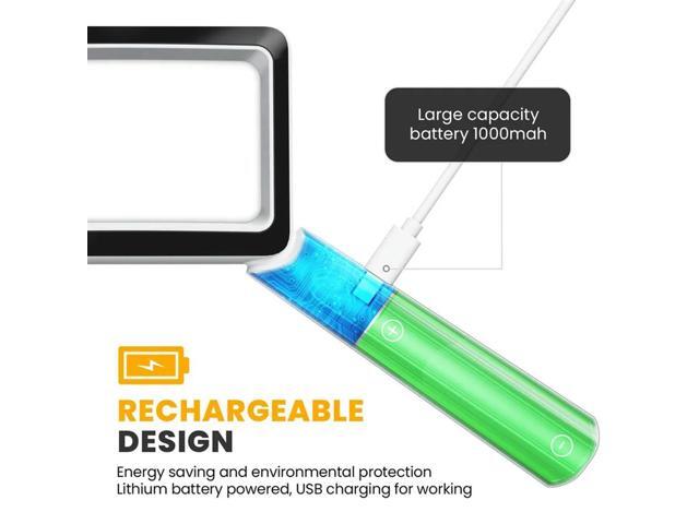 4X Rechargeable Magnifying Glass With Light 20Leds, Handheld Rectangular Page Lighted Magnifier, 3 Brightness Modes