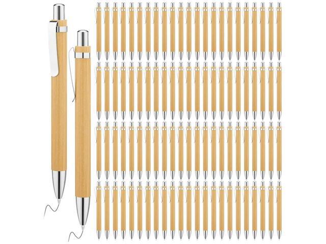 200 Pcs Bamboo Ballpoint Pens Wooden Retractable Ballpoint Pen Bamboo Black Ink 1Mm Pen Wood Sustainable Pens 13.5 X 1.1Cm