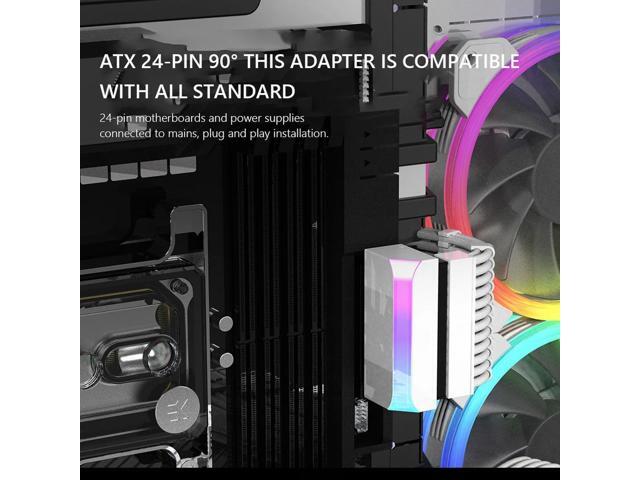 ATX 24Pin To 90 Degree Power Supply Adapter Computer Parts Power Supply Connector Adapter 5V 3-pin ARGB DIY Mounting