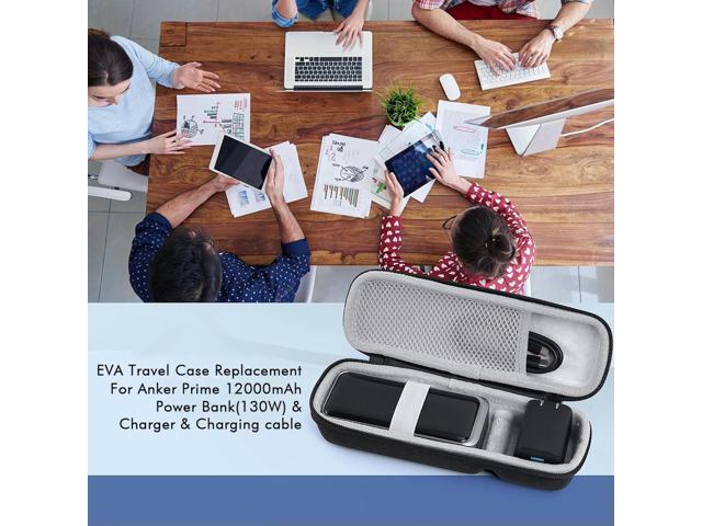 Carrying Case Waterproof Portable Bag EVA Shockproof with Hand Rope & Carabiner for Anker Prime 12000mAh Power Bank 130W