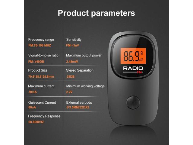 Portable Radio Tuning Mini Radio with Earphone Operated Radio with Clip for Home Outdoor