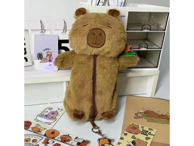 Furry Capybara Animal Pencil Case High Capacity Pen Pouches Pen Organizers Bag Travel Makeup Bag for Student Women Girl