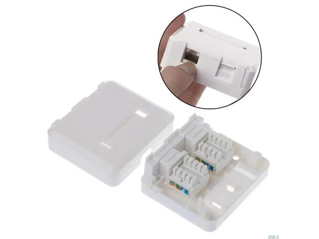 Dual-port Ethernet LAN Gigabit RJ45 Cat6 Outlet Wall Plate Socket Keystone Faceplate
