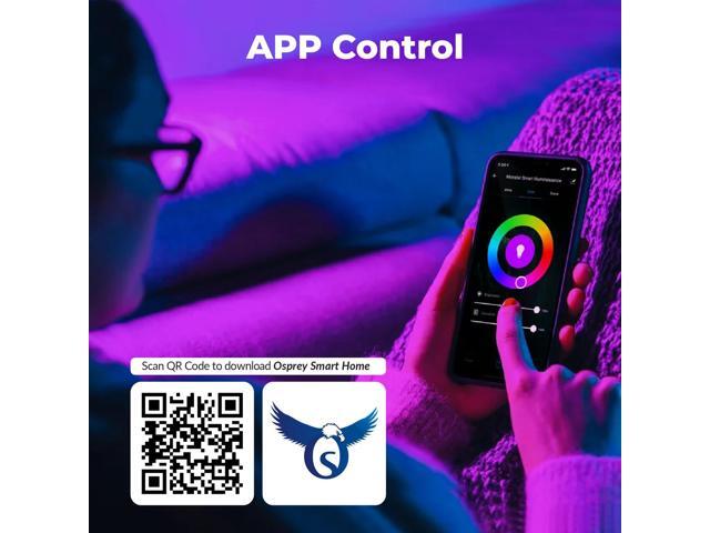 flyingOsprey Smart Light Bulbs, 16 Million RGBCW/WW LED Light Bulbs, Music Sync, Bluetooth and Wi-Fi, App Control, A19 E26 9W (60W Equivalent),...