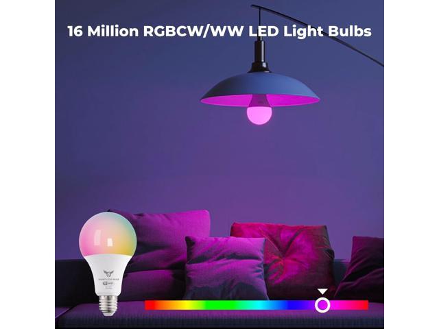 flyingOsprey Smart Light Bulbs, 16 Million RGBCW/WW LED Light Bulbs, Music Sync, Bluetooth and Wi-Fi, App Control, A19 E26 9W (60W Equivalent),...