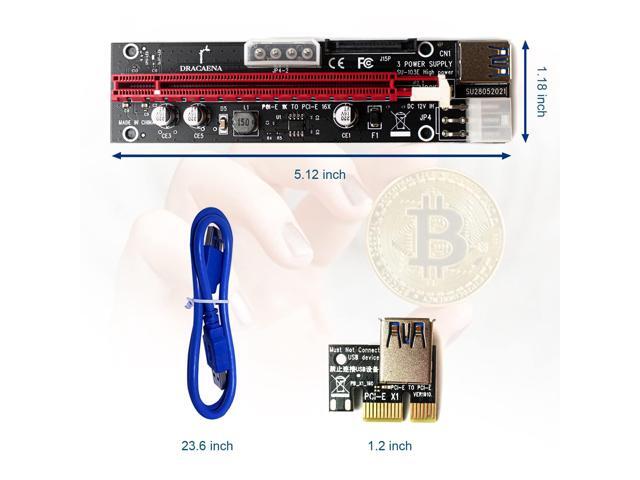 dracaena. io 2 Pack PCIE Riser Adapter Card for GPU Crypto Mining16X to 1X (6pin/ MOLEX/SATA Powered) LED Status + 60cm USB 3.0 Cable, pcie Riser...