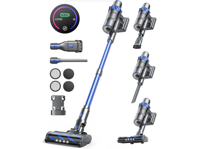 Cordless Vacuum Cleaner, 45KPA 550W Vacuum Cleaners for Home, Stick Vacuum with Color Touch Display, Intelligent Auto Mode, Up to 60Mins, Handheld.