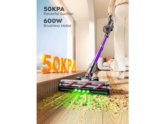 INTETURE Cordless Vacuum Cleaner, 600W 50KPA 65 Mins Vacuum Cleaners for Home, Anti-Tangle Stick Vacuum with Touch Screen, Wall Mount Charging,...