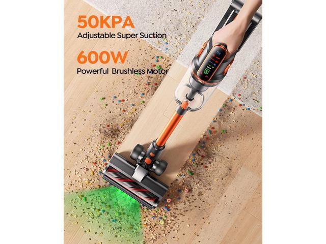 Cordless Vacuum Cleaner, 600W/50KPa/65Min Runtime Stick Vacuum with 3.3Ft Hose, Wall Mount Charging, Auto Mode, Touchscreen, Self-Standing Vacuum...