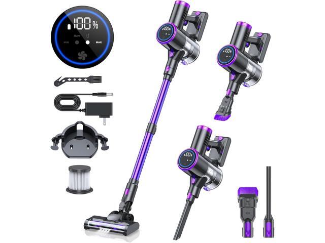 Cordless Vacuum Cleaner, Stick Vacuum with LED Display, 2 Modes 6 in 1 Lightweight Rechargeable Cordless Stick Vacuum with 40Min Detachable Battery.
