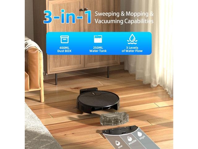 Robot Vacuum and Mop Combo, Robot Vacuum Cleaner, 6 Cleaning Modes, Large Capacity Water Tank Dustbin, Self-Charging, WiFi/App/Alexa, Ideal for...