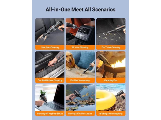 SEALIGHT Car Vacuum Portable Cordless, 22000PA Mini Vacuum Cleaner and Air Duster, 4 in 1 Hand Held Vacuum with Car Accessories, Cordless Vacuum...