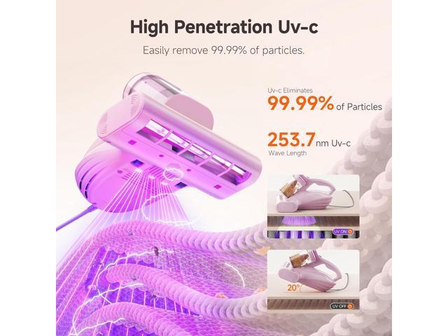 uwant Bed Cleaner with 16Kpa Suction Metal Roller 253.7nm Uv-c Light Mattress Vacuum Cleaner 36000RPM/Min 149 Heating HEPA Filter & Ultrasonic...