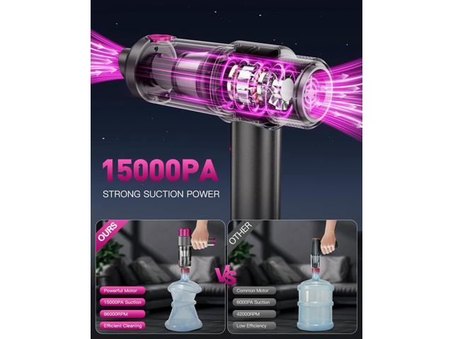 EYYA Handheld Car Vacuum Cleaner Cordless, 15000PA High Power Car Vacuum Cleaner & Air Duster, 4-in-1 Portable Mini Car Vacuum Cleaner with LED...