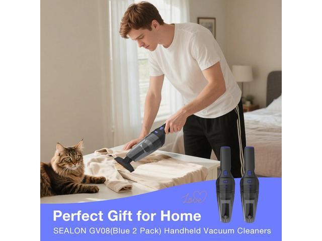 SEALON GV08 Handheld Rechargeable Car Vacuum Cleaner, 10KPa Vacuum Cleaner and Air Duster, High Power Hand Held Vacuum with LED Light and...
