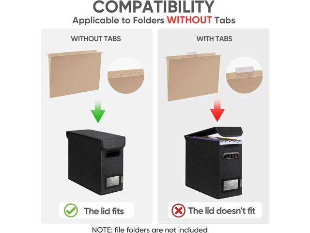 BALEINE File Organizer Box with Lid, Collapsible File Folder Organizer with Plastic Slide, Hanging File Folder Box for Office Document Storage (1...