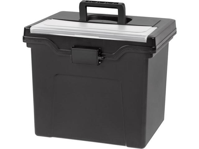 IRIS USA File Box with Lid File Organizer for Letter File w/ Organizer-Lid, Plastic Mobile Filing Organizer, Water Resistant Document Box, Portable.