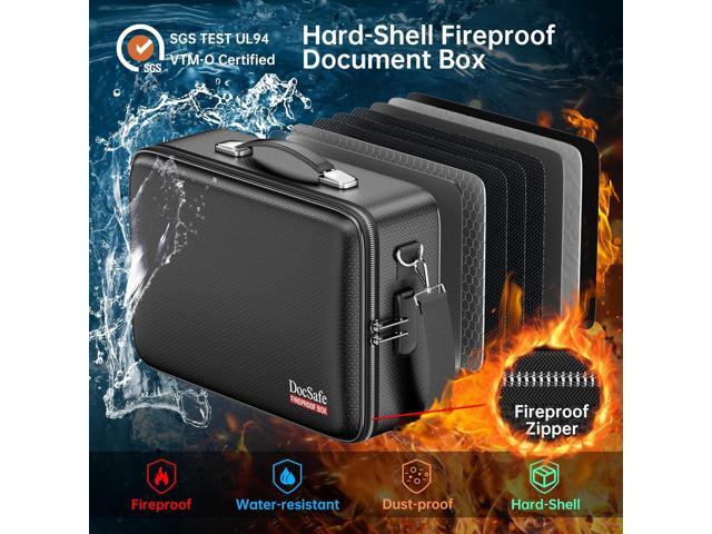 DocSafe Fireproof Document Box with LockShoulder Strap, Hard-Shell Case File Organizer with Accordion File Folder, Multi-Layer Portable Home Office...
