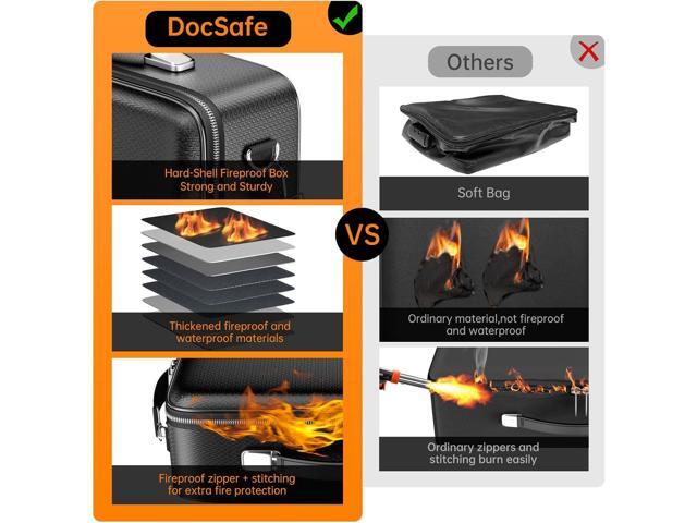 DocSafe Fireproof Document Box with LockShoulder Strap, Hard-Shell Case File Organizer with Accordion File Folder, Multi-Layer Portable Home Office...