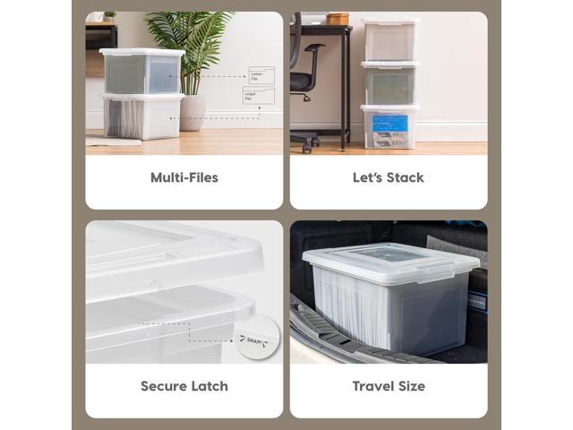 IRIS USA File Box, Plastic File Organizer with Lids for Letter/Legal File, Portable Document Box For Moving, Storage Bin with Durable and Secure...