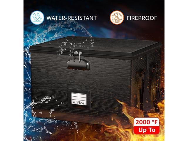 Fireproof Document Box File Organizer - Portable Locking Filing Storage Box with Handle Waterproof for Hanging Letter/Legal Folder Important Document