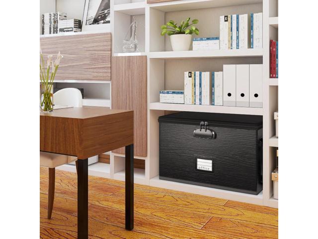 Fireproof Document Box File Organizer - Portable Locking Filing Storage Box with Handle Waterproof for Hanging Letter/Legal Folder Important Document