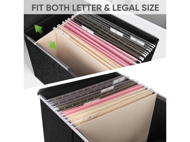 BALEINE File Organizer Box with Lid, Collapsible File Folder Organizer with Plastic Slide, Hanging File Folder Box for Office Document Storage (1...