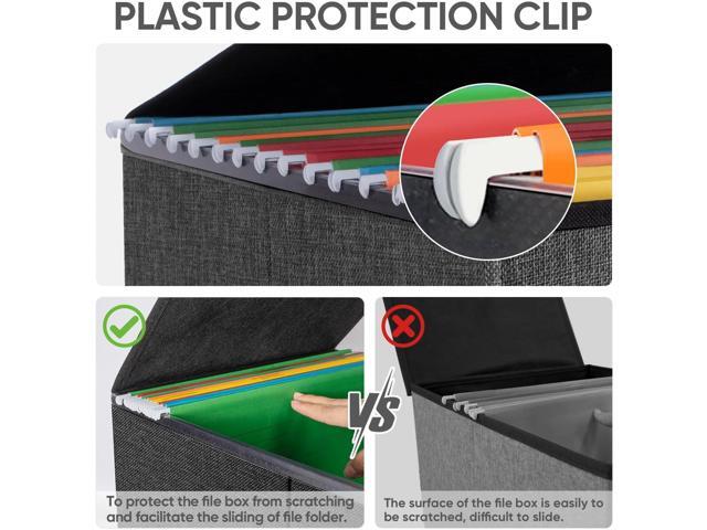 BALEINE File Organizer Box with Lid, Collapsible File Folder Organizer with Plastic Slide, Hanging File Folder Box for Office Document Storage (1...