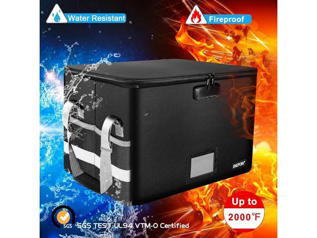 ENGPOW File Box with Lock,Fireproof Document Box with ZipperPockets,Collapsible File Organizer Filing Storage Cabinet with Handle,Portable Home...