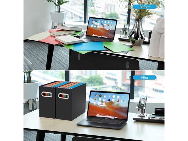 Oterri File Organizer, 2 Packs Small Storage Box, Cardboard File Folder Organizer, Collapsible File Box for Hanging File Folders Letter Size,...