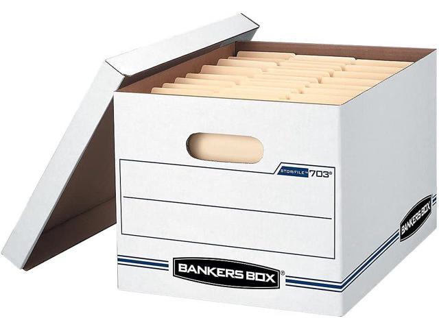Bankers Box 12 Pack STOR/FILE Basic Duty File Storage Boxes, Standard Assembly, Lift-off Lid, Letter/Legal, White/Blue