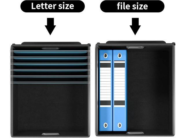 Huolewa Upgraded Portable File Organizer Box, Large Linen Hanging Office Document Storage Box with Lid - Black, Collapsible Filing & Storage Boxes...