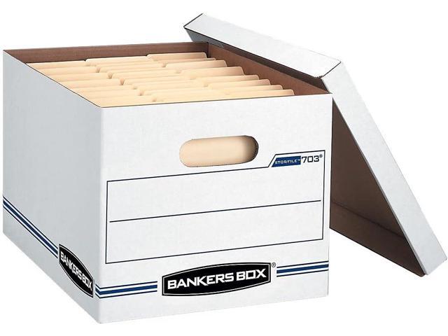Bankers Box 12 Pack STOR/FILE Basic Duty File Storage Boxes, Standard Assembly, Lift-off Lid, Letter/Legal, White/Blue
